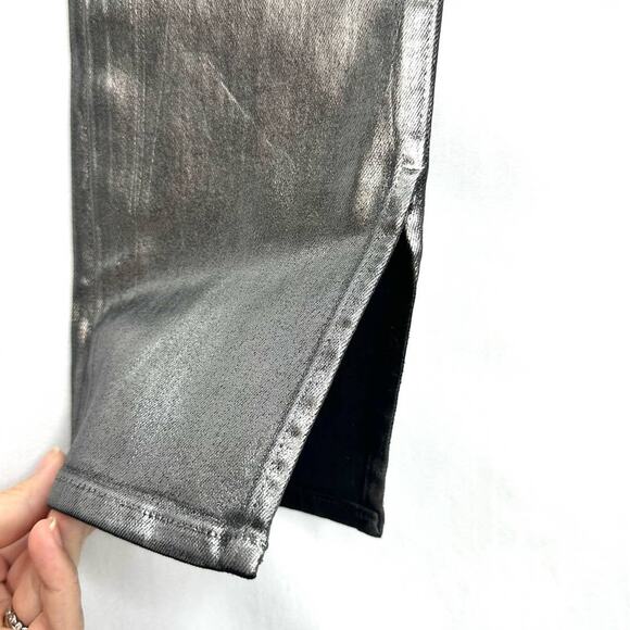 Jonathan Simkhai Metallic Silver Rae High Rise Skinny Jeans Pants Size 24 - Picture 4 of 9
